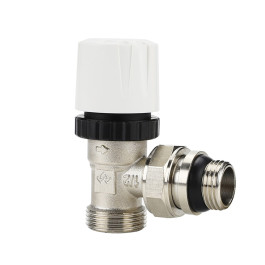 Термостатический клапан радиаторный угловой Varmega 1/2"х3/4" резьба НР/НР, с самоуплотняющимся полусгоном