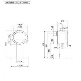 Печь-камин Nordpeis Me Pedestal без боковых стёкол