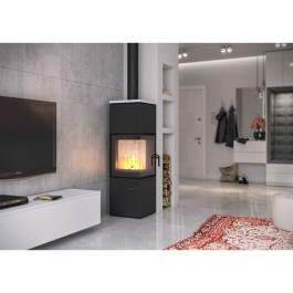 Печь-камин Defro Home Quadroom 9.6 кВт белая сталь