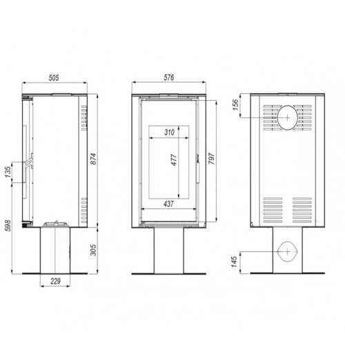 Печь-камин Defro Home Orbis TOP 9 кВт серая сталь