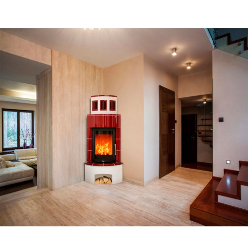 Печь-камин ABX Normandie угловая белый цоколь зелёный