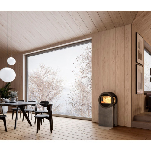 Печь-камин Nordpeis Me Concrete с боковыми стёклами