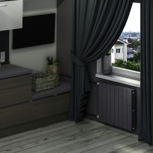 Биметаллический радиатор Rifar SUPReMO 500 6 секций цвет Титан (нижнее правое подключение)