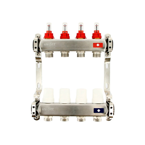 Коллектор из нержавеющий стали Uni-Fitt Optimal 3/4"x1" 11 выходов с расходомерами