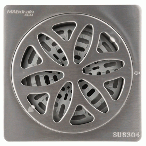 Трап для душа MagDrain PC03Q50-B (100*100, магнитный клапан, Нерж. Матовый)
