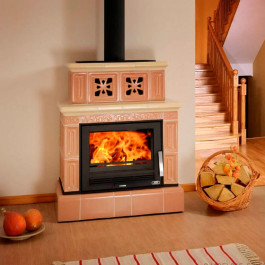 Печь-камин ABX Valencie белый цоколь сиена/натур