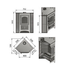 Печь-камин Везувий ПК-01 (220) 9 кВт бежевый без плиты угловая