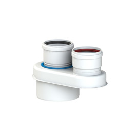 Переходник с коаксиального на раздельный дымоход Cox Geelen D=60/100мм, 2х80мм, CoxDENS PP/Alu+Connect X7