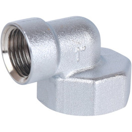 Хромированная L-образная проходная заглушка для модульных коллекторов FAR 1" x 1/2"