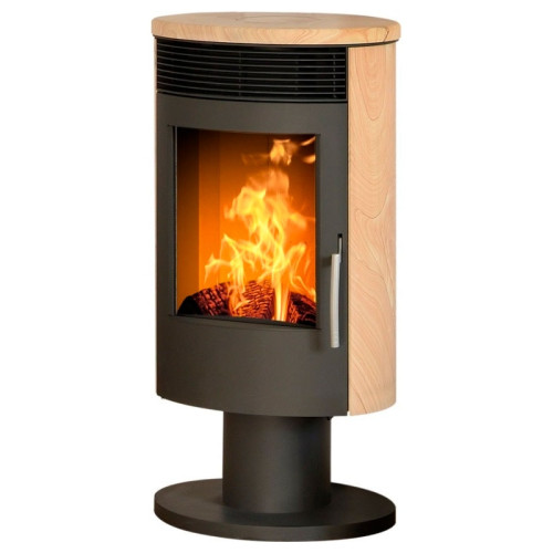 Печь-камин ABX Tartu 5 поворотный чёрная сталь бразильский песчаник