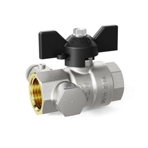 Кран шаровой LD с дренажем и воздухоотводчиком резьба 1/2" ручка-бабочка