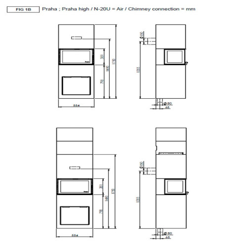Печь-камин Nordpeis Praha топка N-21U Exclusive