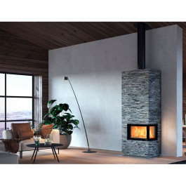 Печь-камин Nordpeis Davos A угловой правый высокий 2-х сторонний