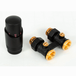 Комплект для нижнего подключения прямой Delta 3/4"x3/4" D=50 мм с термоголовкой М30x1.5 черный