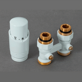 Комплект для нижнего подключения прямой Delta 3/4"x3/4" D=50 мм с термоголовкой М30x1.5 белый