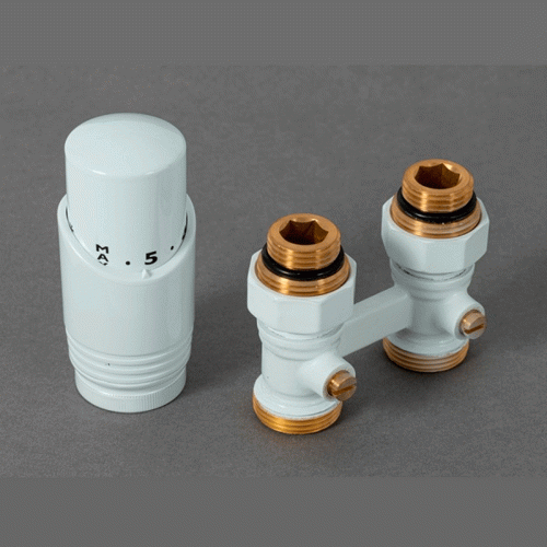 Комплект для нижнего подключения прямой Delta 3/4"x3/4" D=50 мм с термоголовкой М30x1.5 белый