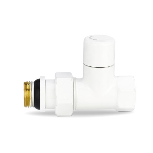 Клапан запорный радиаторный прямой Varmega 1/2" резьба ВР/НР, цвет белый