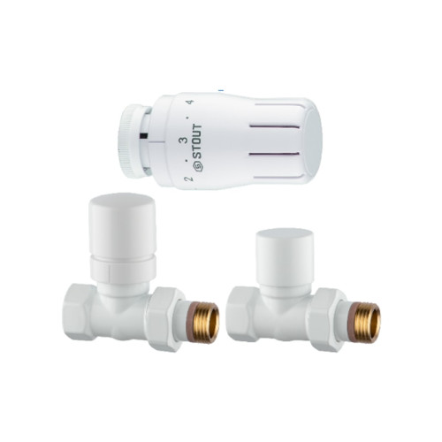 Комплект клапанов термостатических Stout Design белый, прямой 1/2"