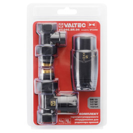Комплект термостатический прямой Valtec 1/2" арт.VT.046.BR.04 (Черный)