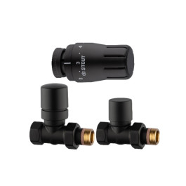 Комплект клапанов термостатических Stout Design черный, прямой 1/2"