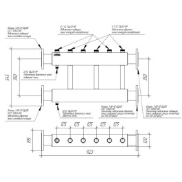 Коллектор нержавеющий модульный Gidruss MKSS-600-3х32 до 600 кВт ДУ80 3 контура