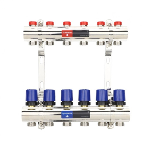 Коллектор Varmega из латуни без расходомеров на 5 выходов