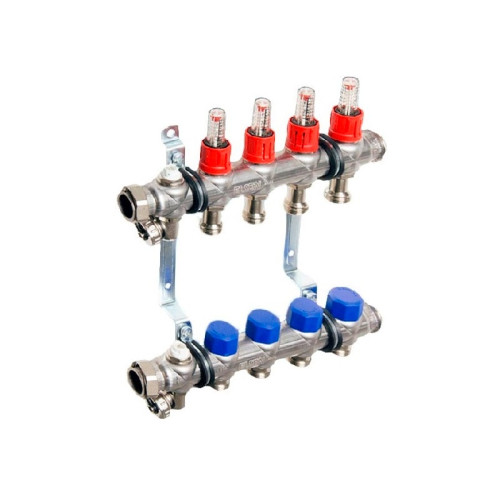 Коллекторная группа Elsen EMI03 1"x3/4", из нержавеющей стали с расходомерами, 3 контура (арт.EMi03.03)