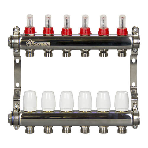 Коллекторная группа Altstream 1"x3/4" с расходомерами 6 контуров