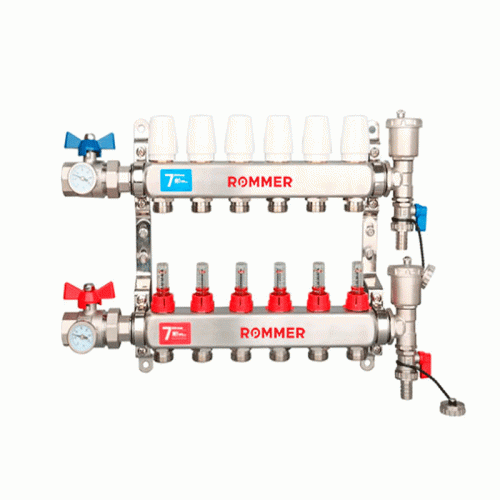 Коллектор с расходомерами в сборе Rommer 1"x3/4" 5 контуров