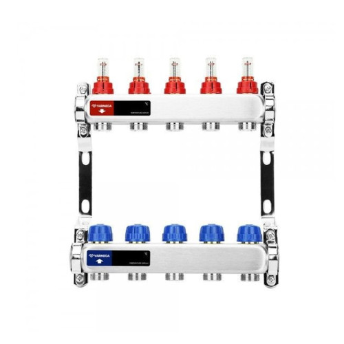 Коллектор Varmega из нержавеющей стали с расходомерами на 4 выхода