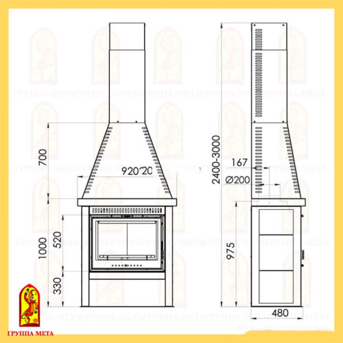Печь-камин Мета Рэйнджер Каминетти 712