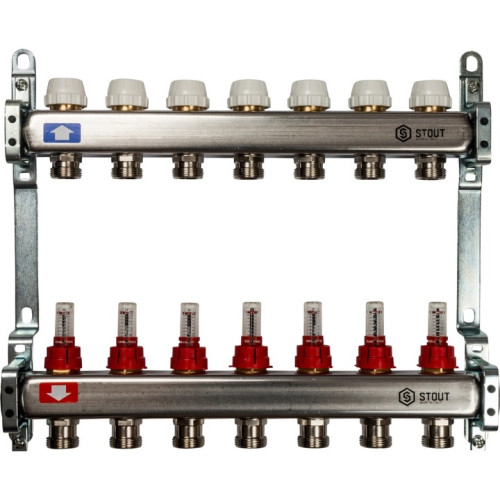 Коллектор из нержавеющей стали с расходомерами на 7 выходов Stout SMS 0917 000007