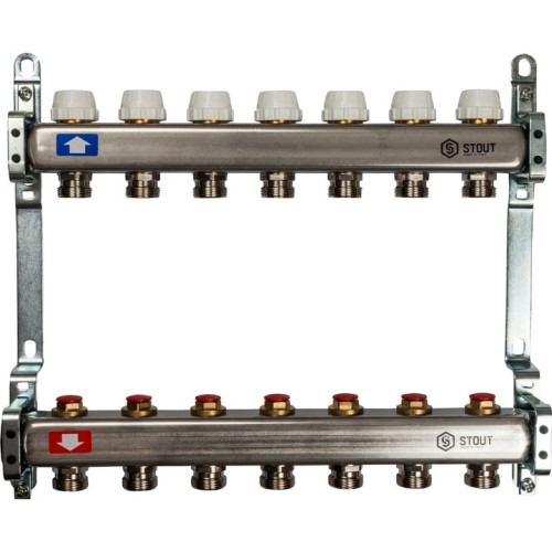 Коллектор из нержавеющей стали без расходомеров на 7 выходов Stout SMS 0922 000007