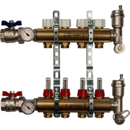 Коллектор из латуни с расходомерами на 4 выхода Stout SMB 0473 000004