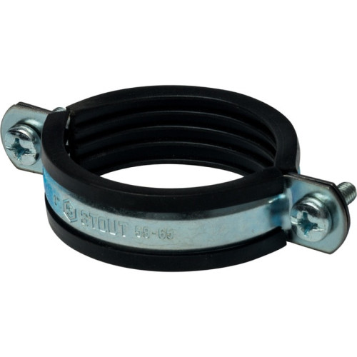 Хомут для крепления трубы с дюбелем Stout 2" (59-65)