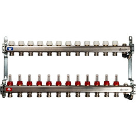 Коллектор из нержавеющей стали с расходомерами, с клапаном вып. воздуха и сливом 12 вых. Stout SMS-0927-000012
