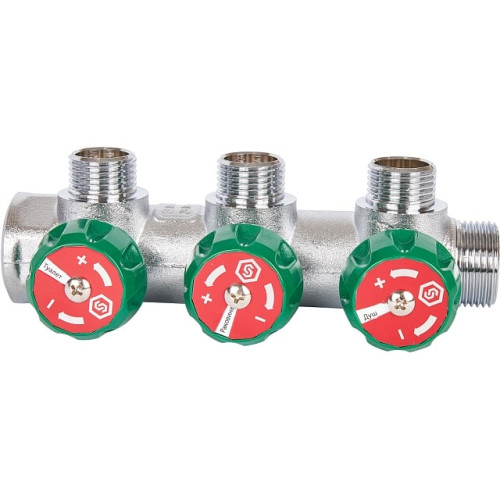 Коллектор для воды 3 выхода Stout 3/4"x1/2" под евроконус арт.SMB-6850-341203