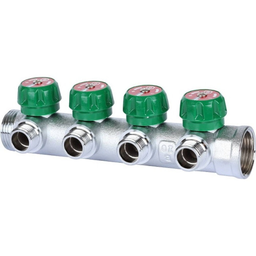 Коллектор для воды 4 выхода Stout 1" 1/2 плоское уплотнение SMB-6849-011204