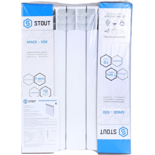 Биметаллический радиатор с нижним подключением STOUT Space Ventil 500 (8 секции)