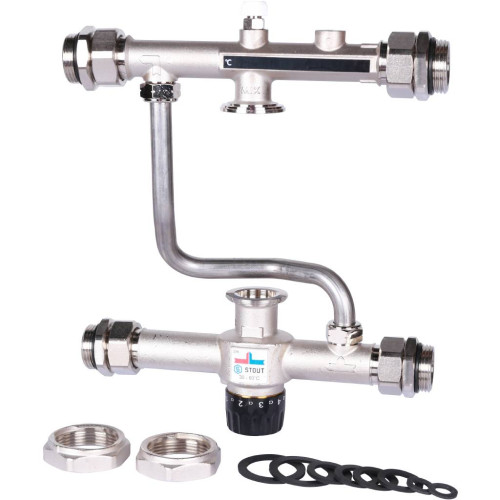 Насосно-смесительный узел Stout с термостатическим клапаном 30-60°C, без насоса арт. SDG-0120-007000