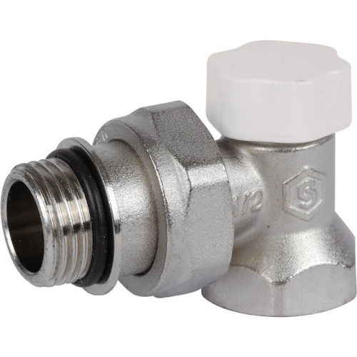 Клапан запорно-балансировочный угловой 1/2" Stout (с дополнительным уплотнением)