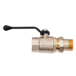 Кран шаровой Hoobs 1 1/2" НР/ВР с американкой латунный алюминиевая ручка-рычаг