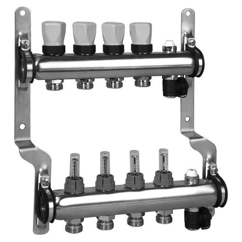 Коллектор из нержавеющей стали с расходомерами на 4 выхода Meibes