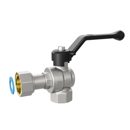 Кран шаровой угловой LD с НГ гайкой 1/2" ручка-рычаг