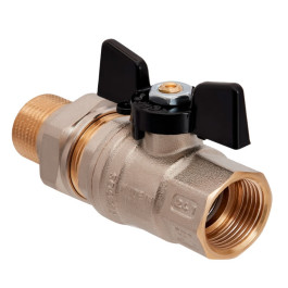 Кран шаровой Hoobs 3/4" НР/ВР с американкой латунь ручка-бабочка