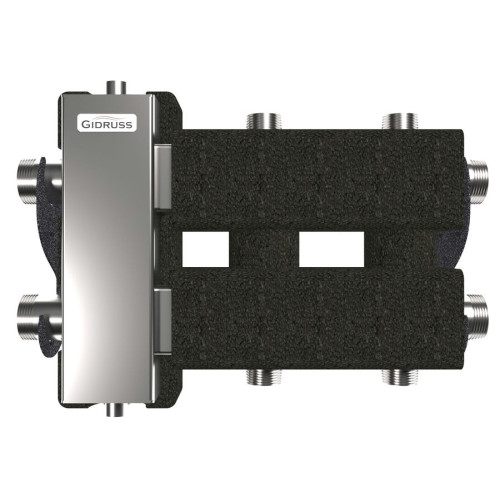 Коллектор нержавеющий Gidruss BMSS-80-3DU EPP до 80 кВт 1 1/4"-1" 3 контура EPP термоизоляция