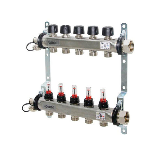 Коллектор стальной Uponor Vario S с расходомерами 9 выходов 3/4" евроконус (арт.1086545)