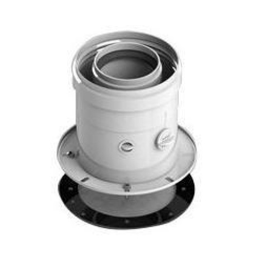 Элемент дымохода DN60/100 адаптер для котла вертикальный коаксиальный (совместимый с Bosch, Buderus) (лого) Stout