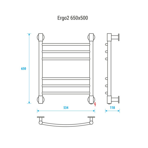 Полотенцесушитель электрический Energy Ergo 2 650х500 мм хром