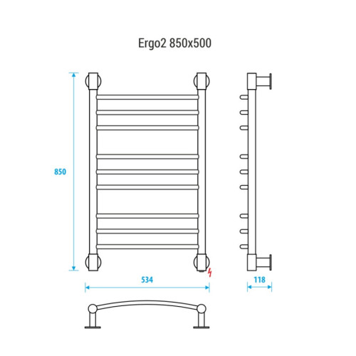 Полотенцесушитель электрический Energy Ergo 2 850х500 мм хром